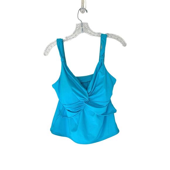 Miraclesuit Light Blue Twist Front Swim Tankini Top Size 14 Style C60483 - Picture 1 of 13